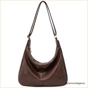 Foldable Vegan Leather Hobo Bag Adjustable Strap Large Capacity Tote